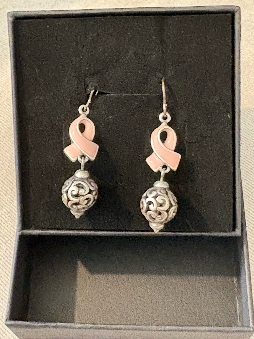 Brighton Pink Ribbon Filigree Ball Breast Cancer Awareness Earrings